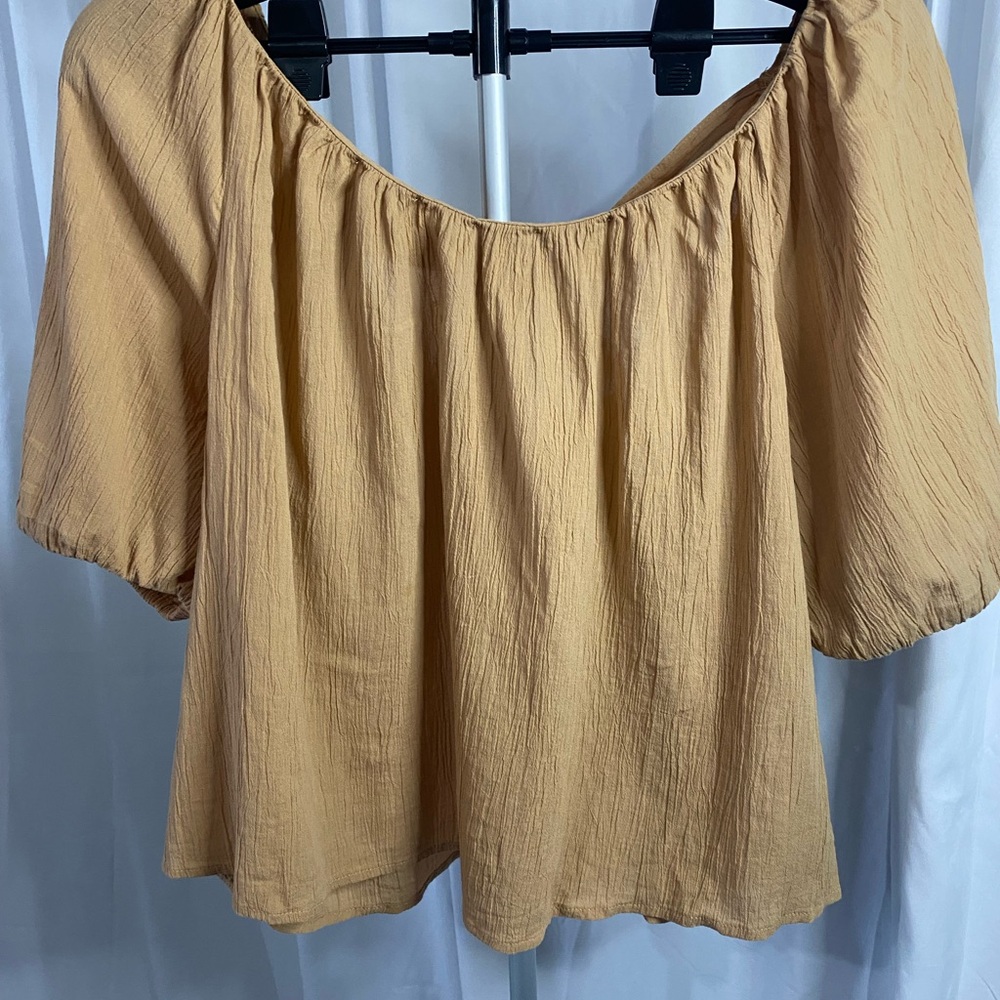 Old Navy Yellow Puff Sleeve Blouse Relaxed Smocked